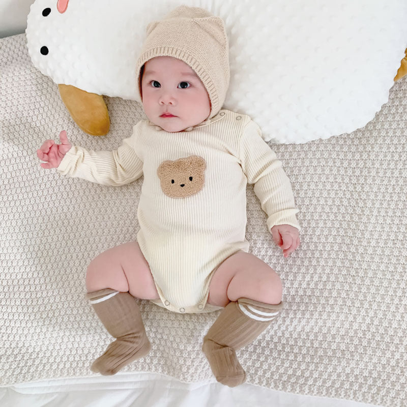 Vêtements de printemps et d'automne pour bébé imprimé tête d'ours mignon