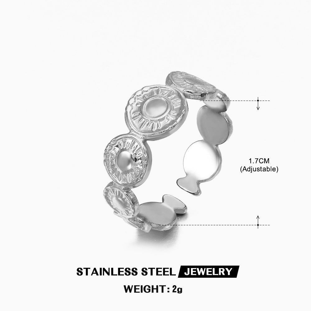 Geometric Round Opening Adjustable Ring