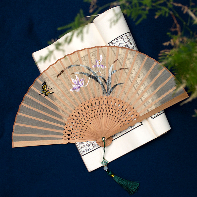 Embroidered Hanfu Embroidered Tuan Fan Portable Folding Summer Silk Su Embroidered Fan