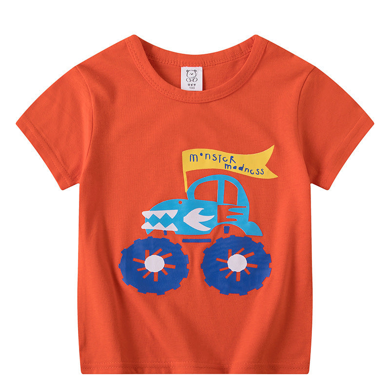 T-shirt à manches courtes pour enfants, garçons et filles, haut à manches mi-longues avec dessin animé