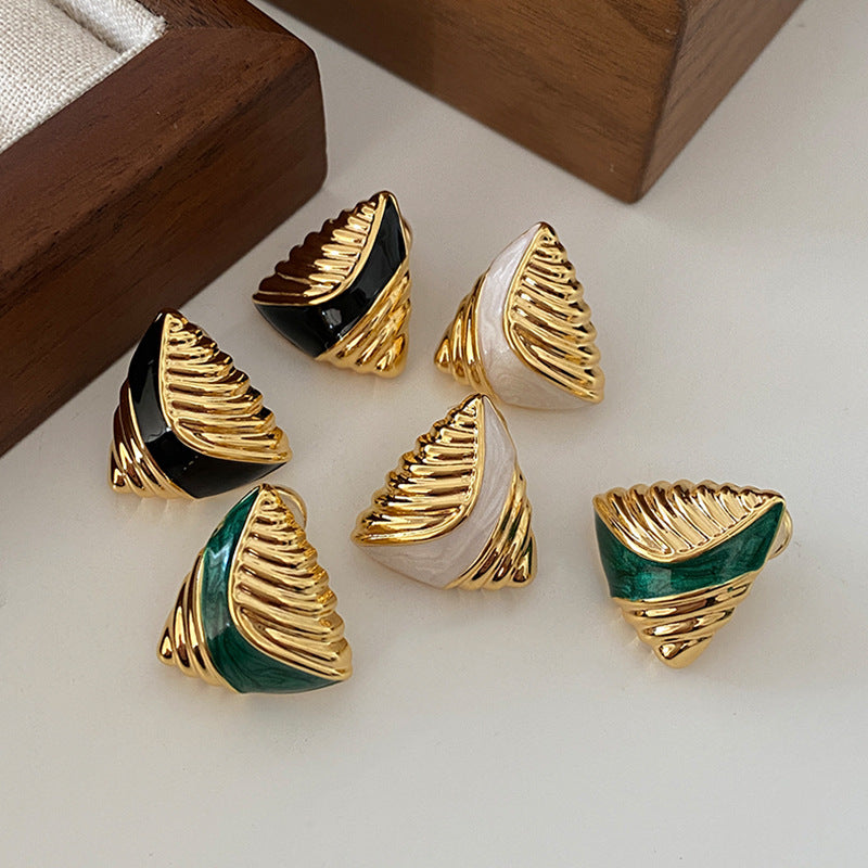 Boucles d'oreilles triangulaires à motif géométrique pour femmes