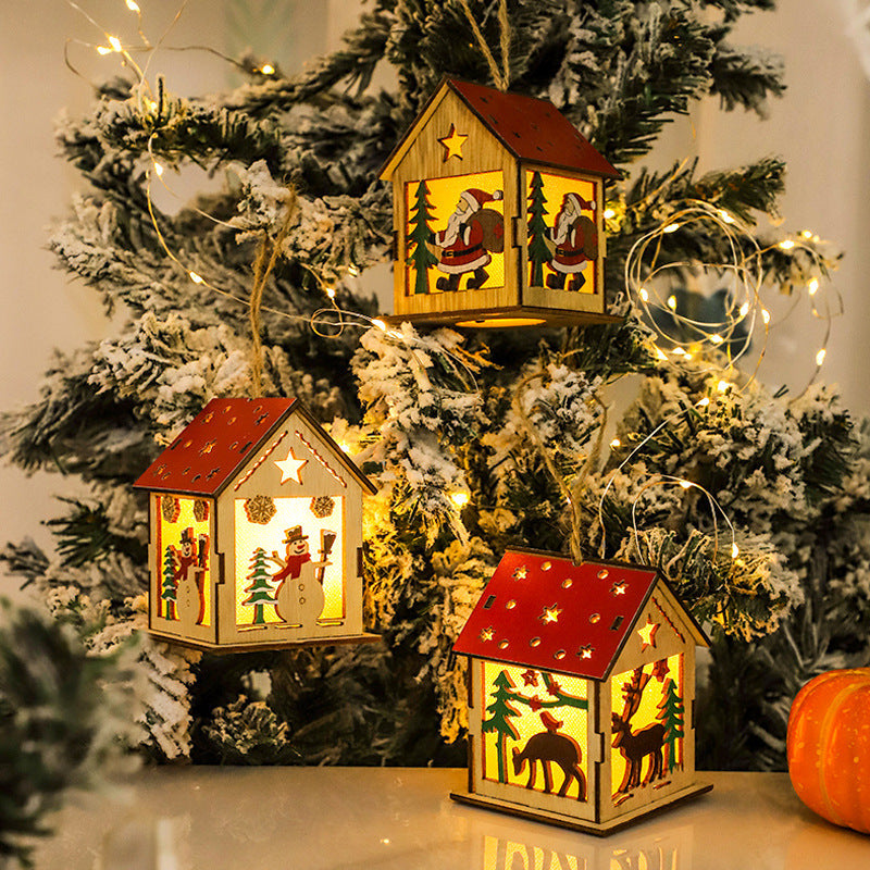 Colgantes de madera luminosos festivos decorativos