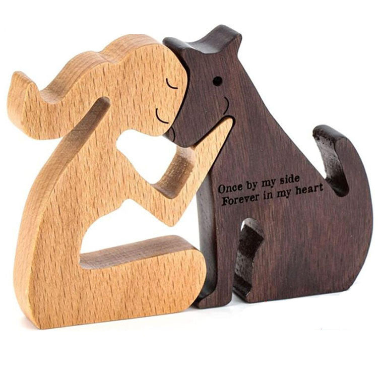 Figurine de chien en bois à faire soi-même, Sculpture de décoration de maison, un homme et un chien, Sculpture en bois, cadeaux de noël, modèle de décoration