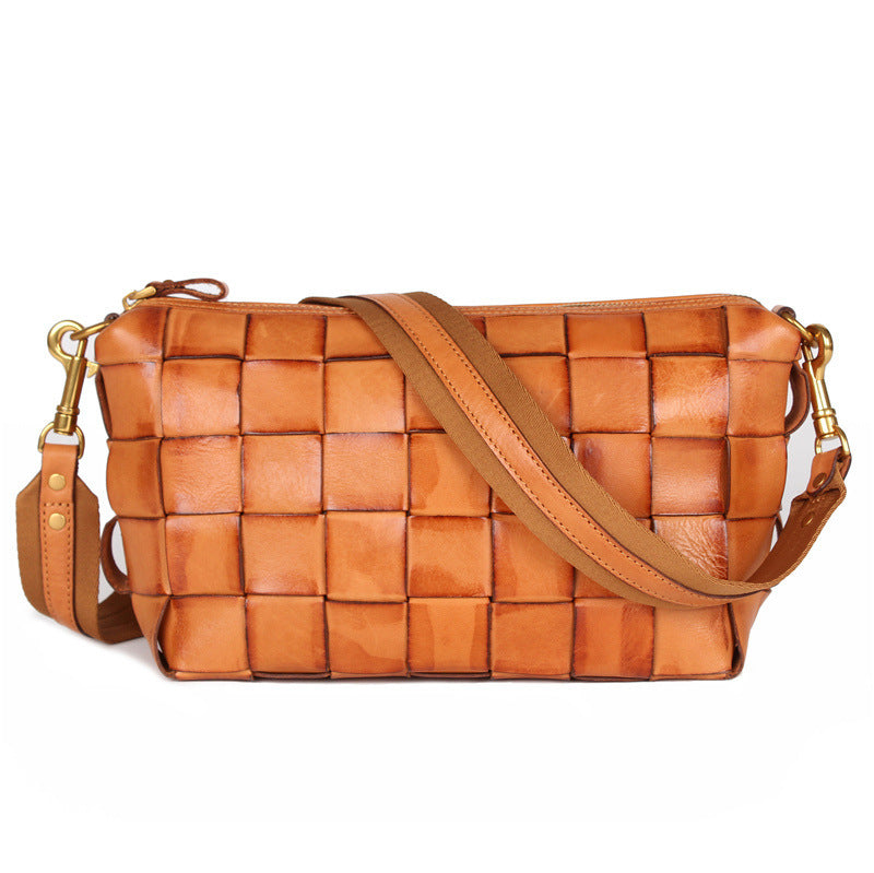 Sac à bandoulière vintage tissé à la main avec peau de vache à couche supérieure tannée végétale