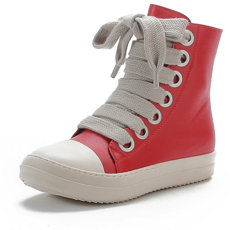 Petites bottes en cuir de rue style collège