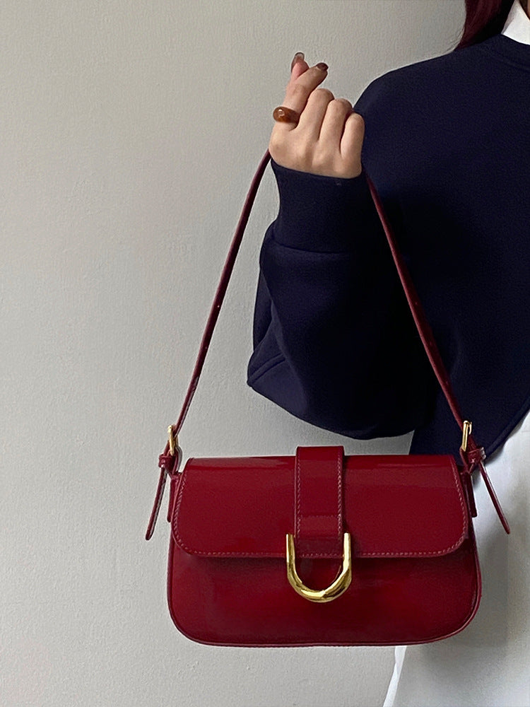 High-grade Patent Leather Shiny Bag Women's Retro