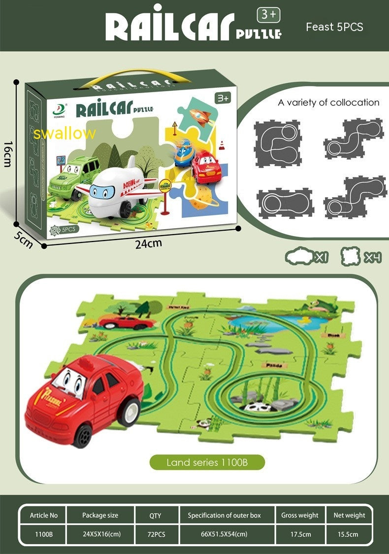 Puzzle pour enfants, vitesse de chemin de fer électrique, assemblage de voiture électrique automatique, scène de ville, Construction, jouet éducatif, cadeau