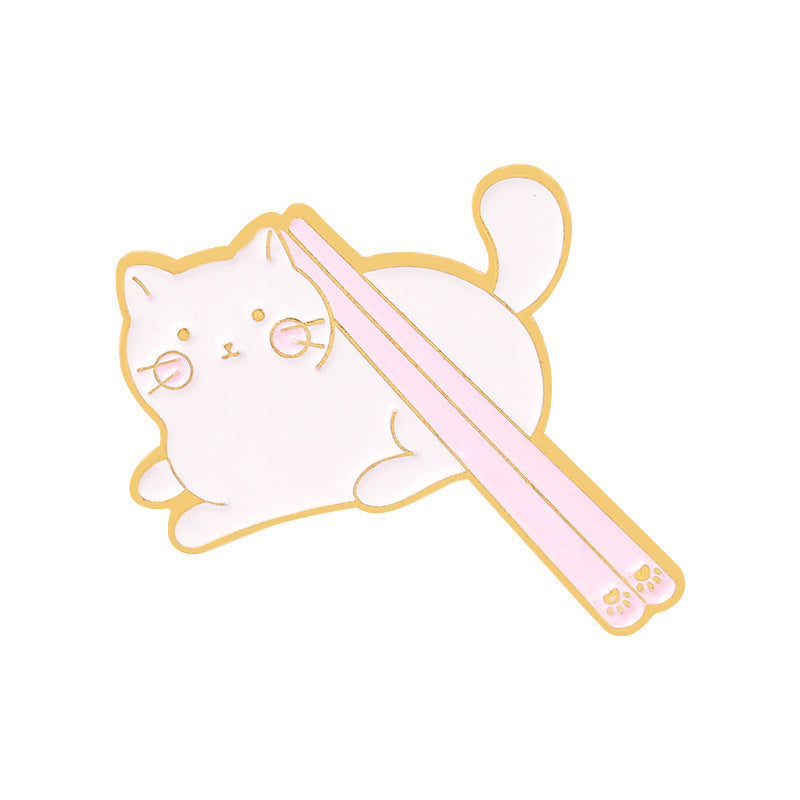 Broche de gatito, tazón, insignia de gato, insignia dorada M, accesorios de ropa, ramillete, Pin de Collar pequeño