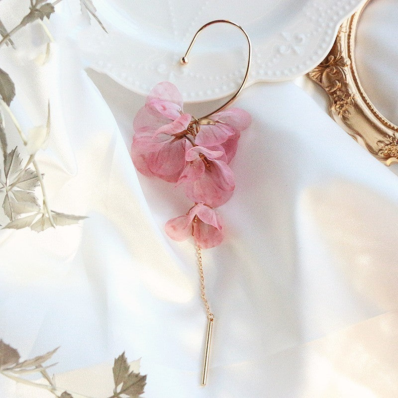 Boucles d'oreilles longues sans oreilles exagérées à fleurs
