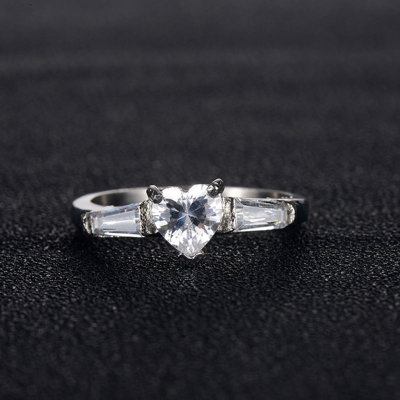 Bague en diamant en forme de cœur pour femmes, bijoux en acier inoxydable moulé