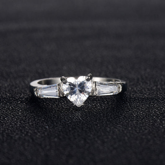 Women's Heart-shaped Diamond Ring Stainless Steel Casting Jewelry