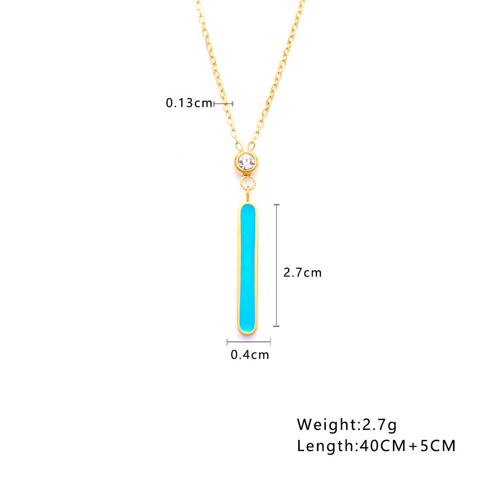 Cadena de suéter con colgante de circonio de color con incrustaciones