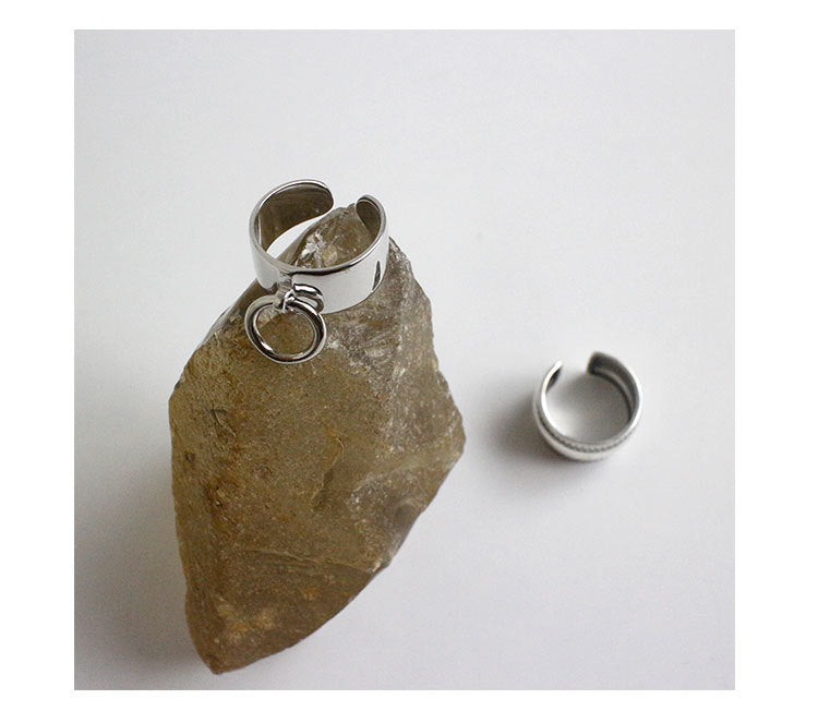 Anillo minimalista brillante con apertura de anillo de plata de ley S925