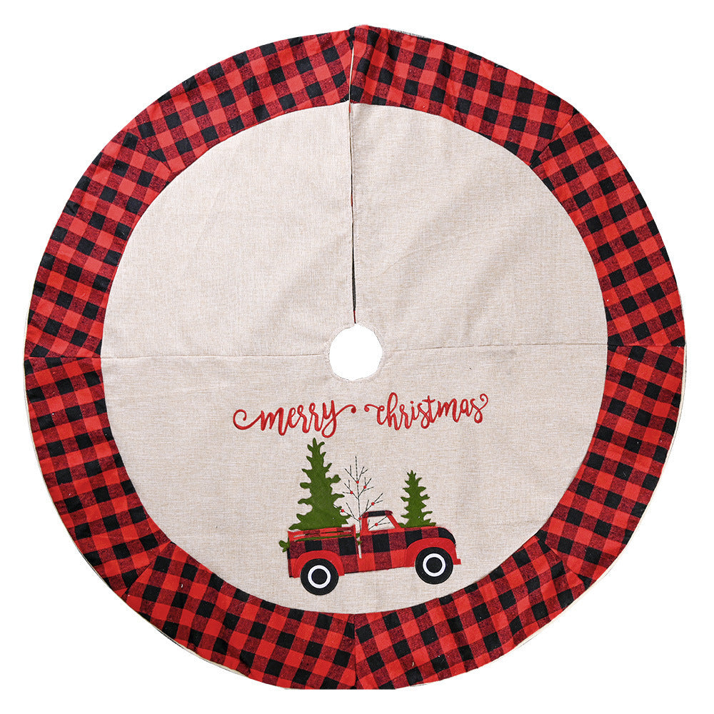 Falda de lino para árbol, árbol de Navidad para coche, decoración navideña de 120CM