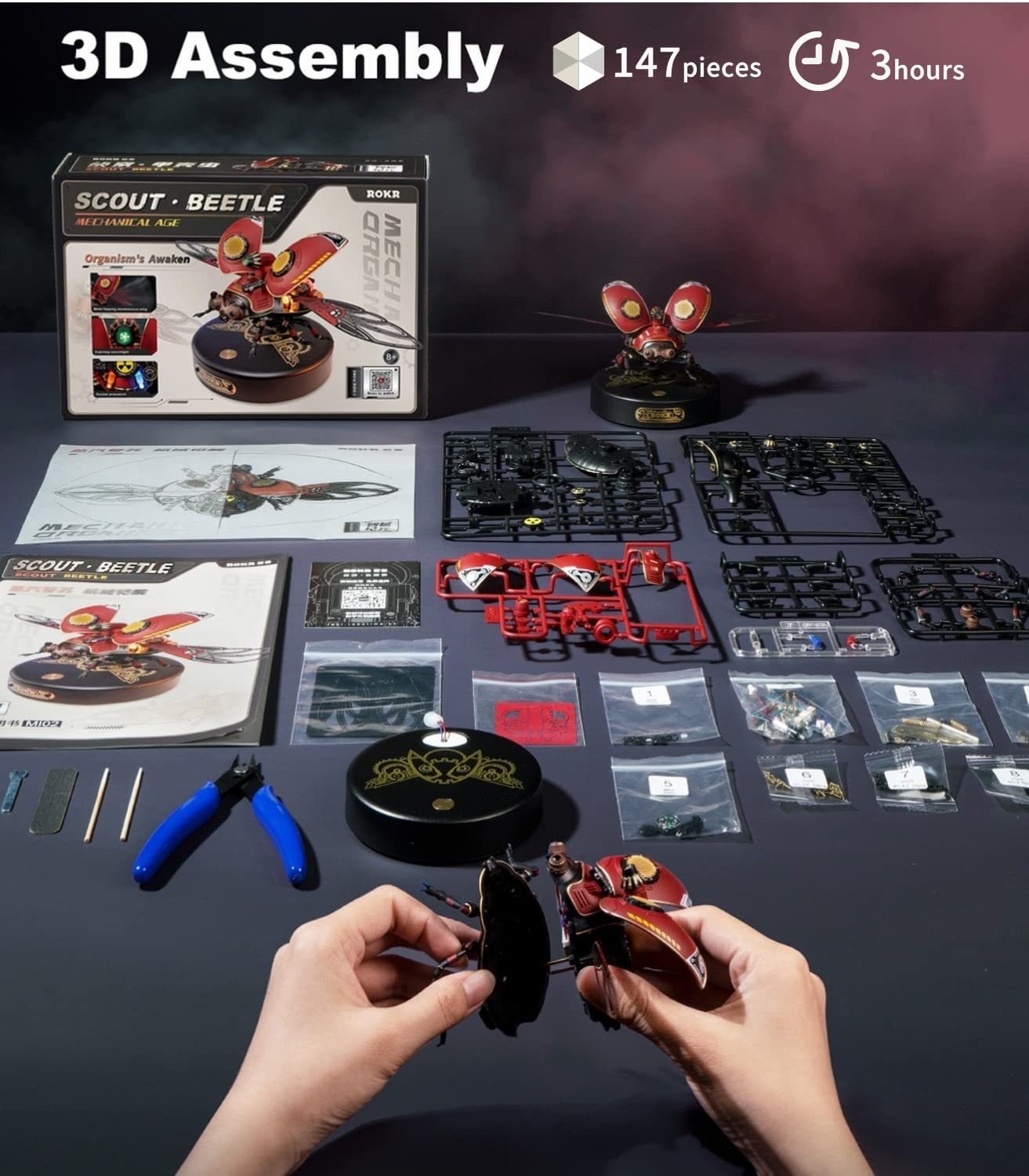 Robotime Rokr Scout Beetle Métal 3D Puzzles Jeux Style Punk Cadeau Pour Anniversaire Assemblage Facile Conception Mécanique DIY Jouets - MI02