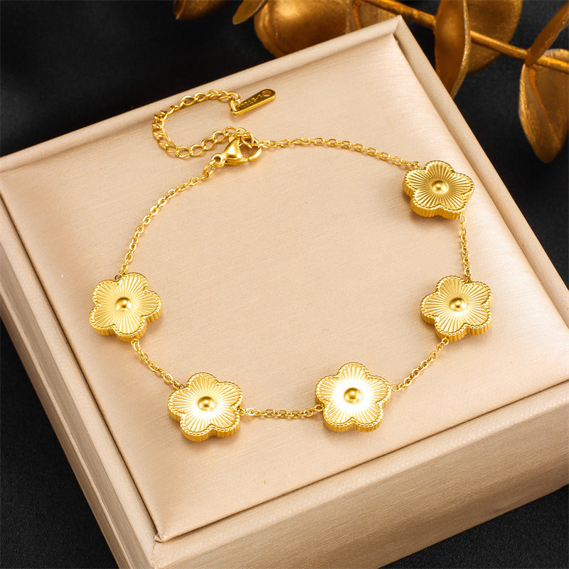 Bracelet d'accessoires de chaîne de connexion de fleurs plaquées or de conception minoritaire de mode