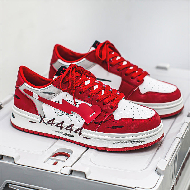 Chaussures de skateboard graffiti en détresse, baskets pour hommes