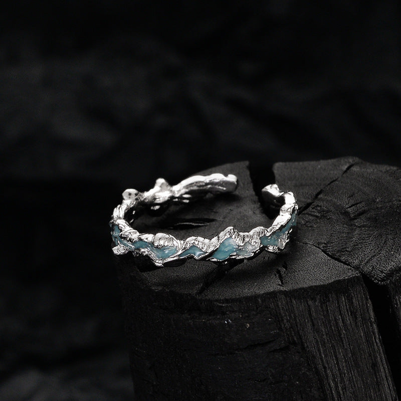 Bague époxy à texture givrée en argent sterling