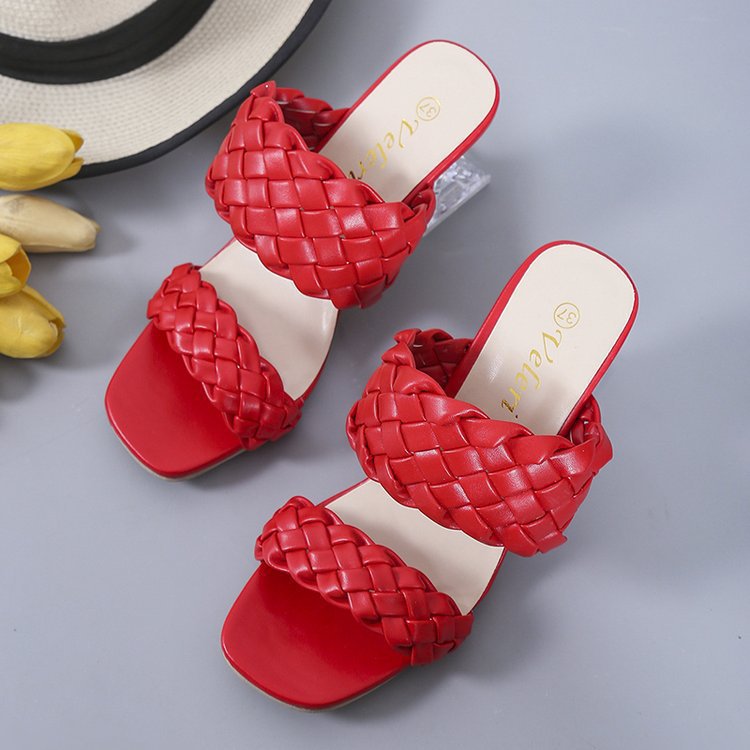 Crystal Heel High Heel Slippers Women's Cross-shaped