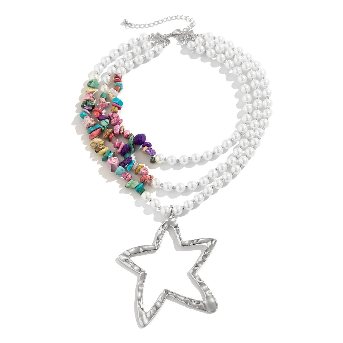 Exaggerated Women's Imitation Pearl Beaded Necklace Multi-layer