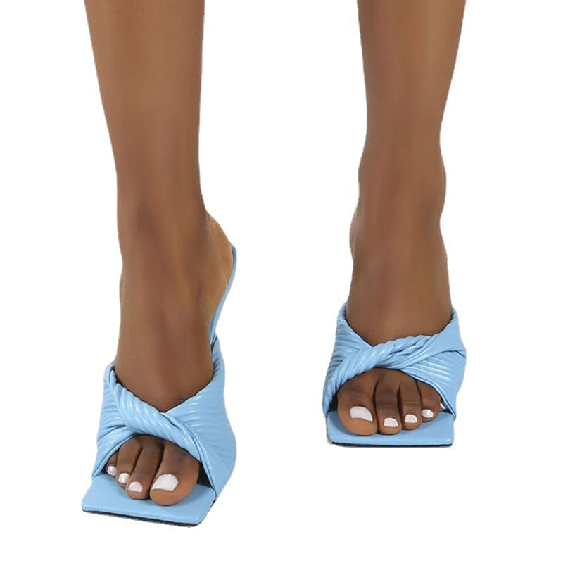 Women's Outer Stiletto Heel Peep-toe Slippers