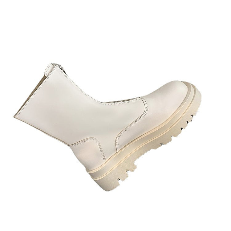 Bottes à glissière rétro pour femmes, longueur mi-mollet, devant fin