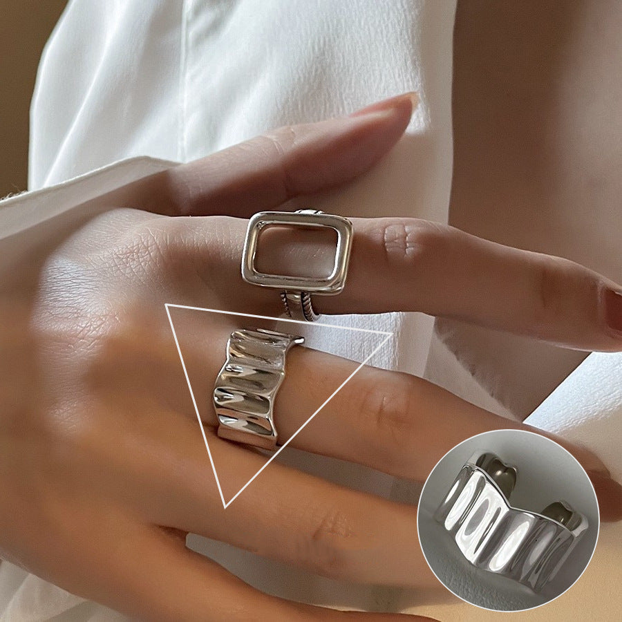 Bague à géométrie exagérée rétro de style coréen pour femmes