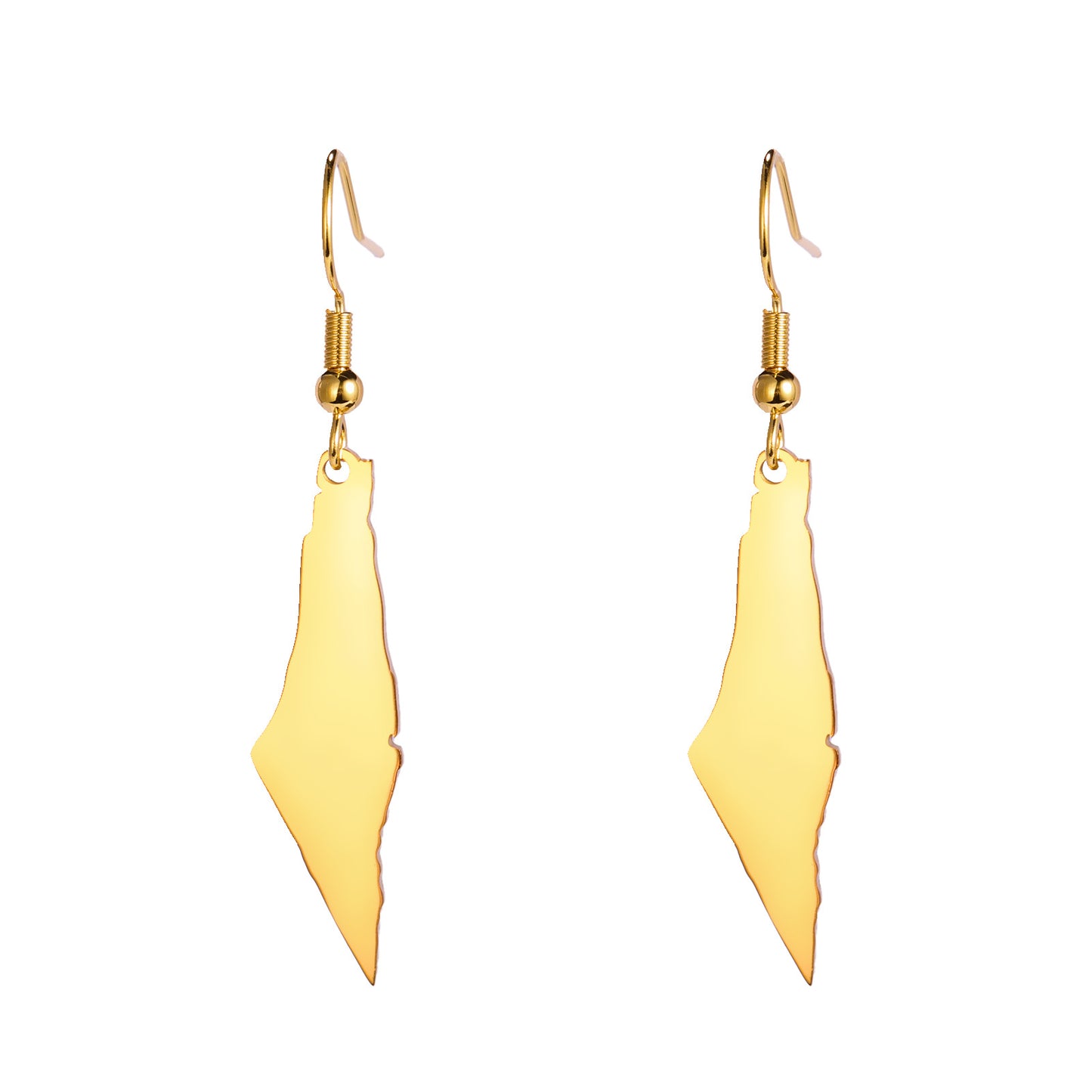 Boucles d'oreilles en acier titane, carte d'israël, brillantes, irrégulières, solides, montagne