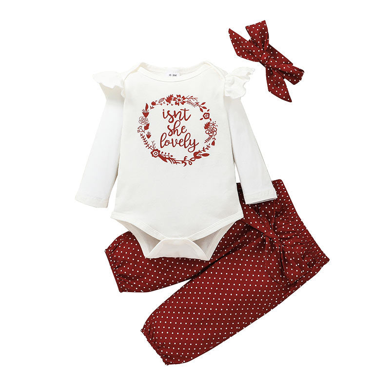 Printemps et automne vêtements pour enfants couverture lettres de mode européennes et américaines pantalons à manches longues pour bébés filles ensemble 3 pièces vêtements pour bébé