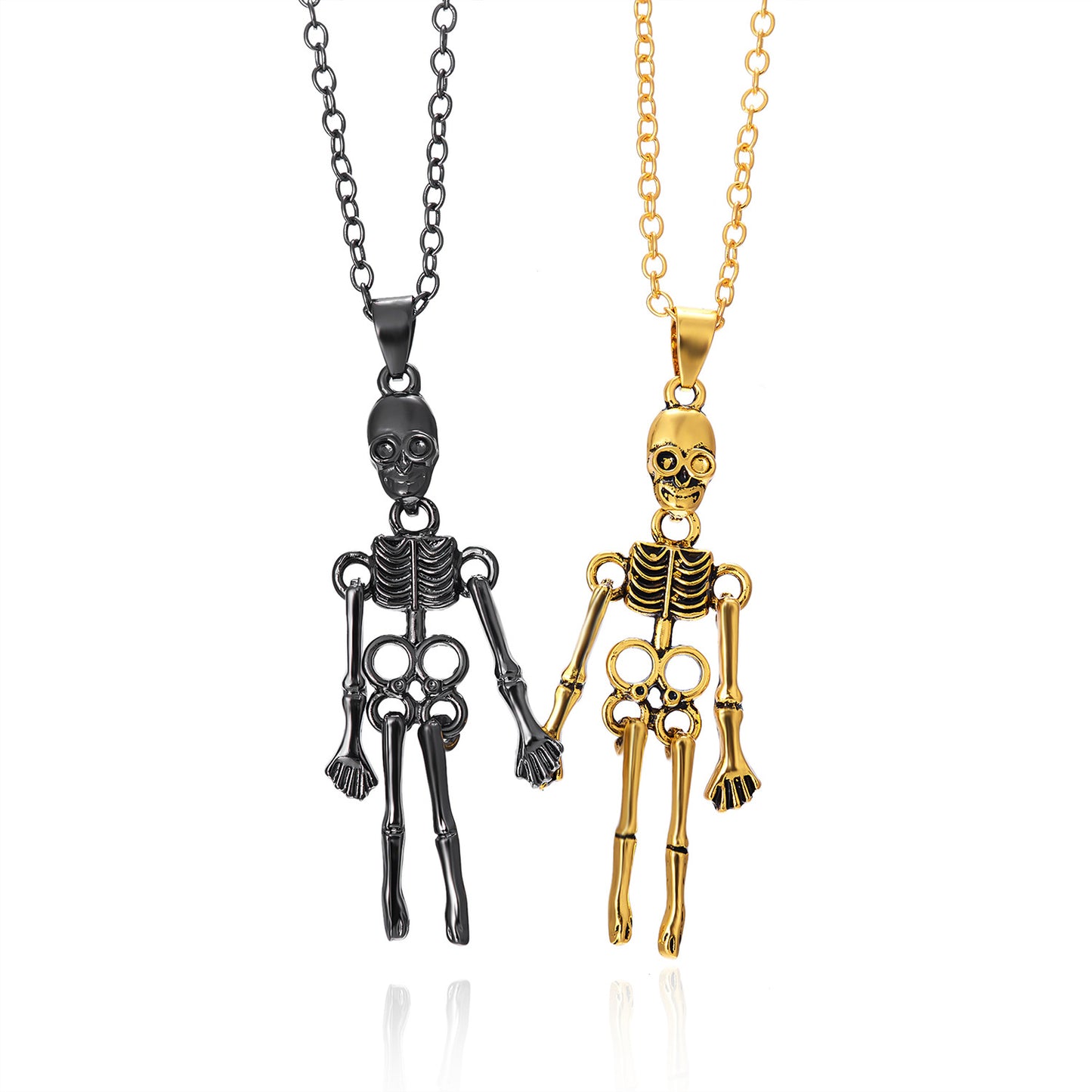 Collier fantôme crâne vintage main dans la main