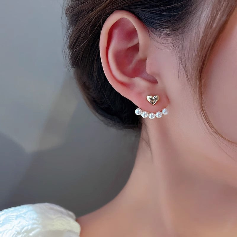 Boucles d'oreilles en argent avec petites perles, aiguille, Design féminin