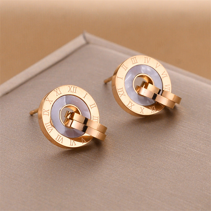 Boucles d'oreilles européennes et américaines en acier titane sans décoloration