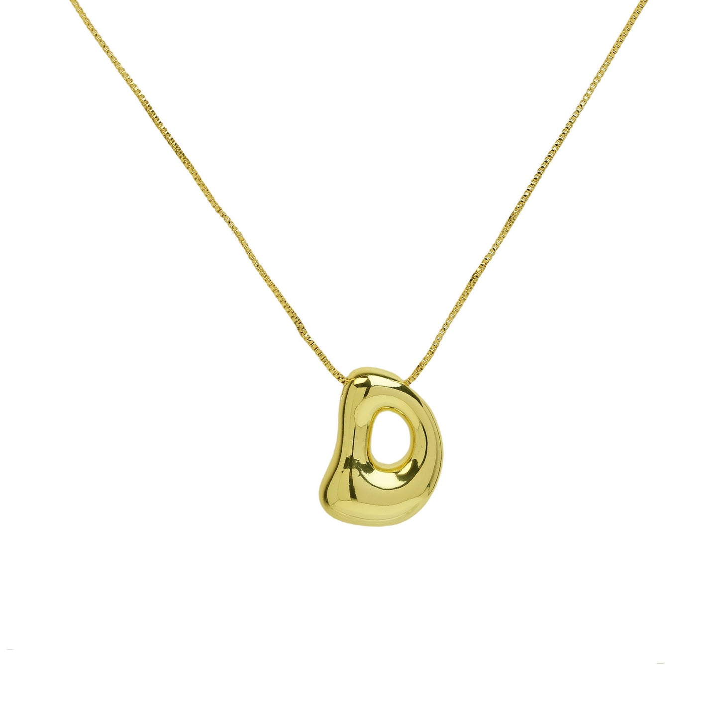 Brass Glossy Balloon English Letter Pendant Necklace
