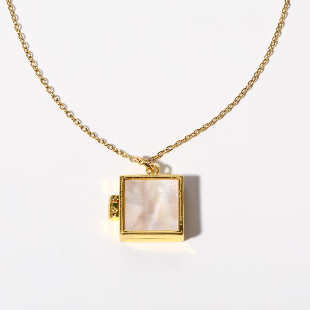 Shell Titanium Steel Album Necklace Opening And Closing Envelope Necklace