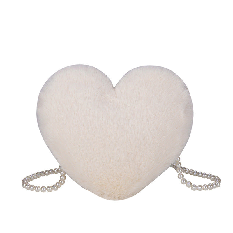 Women's Cute Fashion Furry Heart-shaped Chain Bag