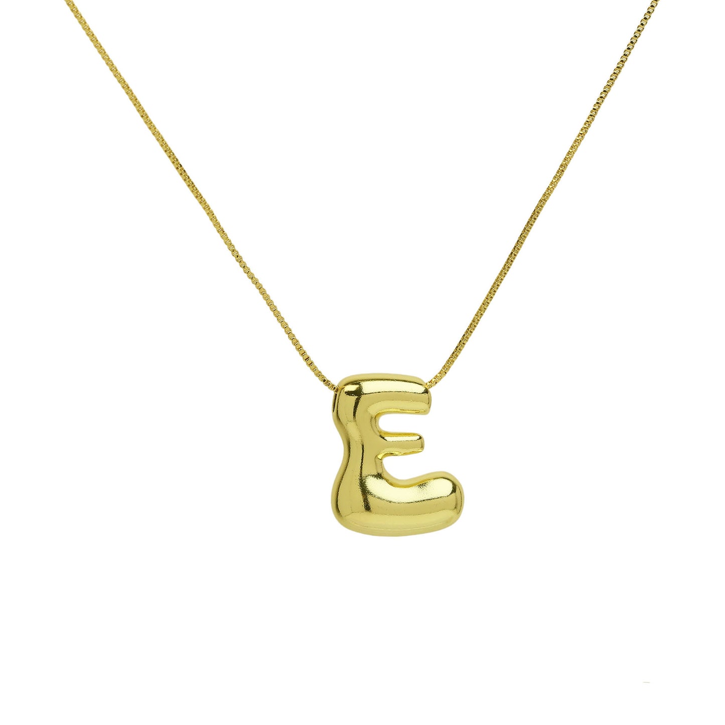 Brass Glossy Balloon English Letter Pendant Necklace