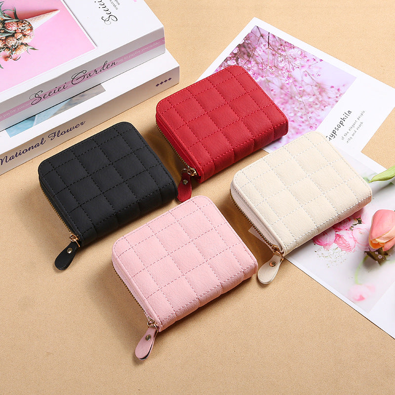 Porte-cartes brodé à carreaux de mode Mini dames