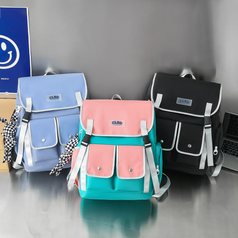 Cartable d'étudiant aux couleurs assorties, Style coréen, polyvalent, grande capacité