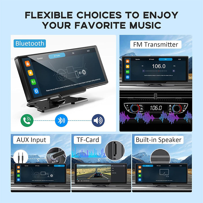Appareil de navigation de voiture tout-en-un à écran tactile complet de 1026 pouces, double enregistrement avant et arrière, enregistrement HD, affichage sur écran partagé P
