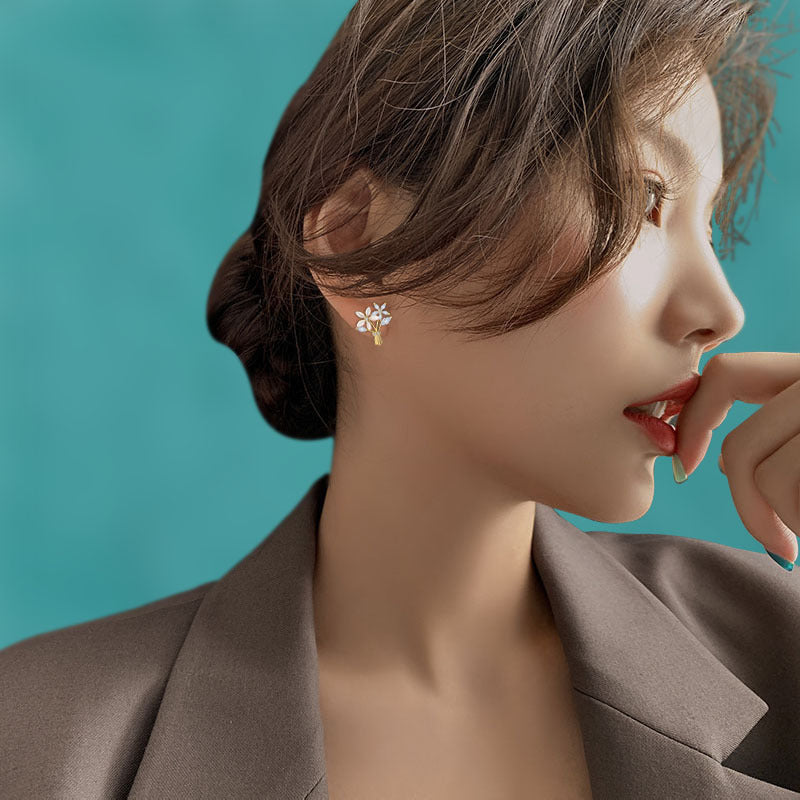 Boucles d'oreilles en argent Sterling pour femmes, niche à aiguilles, fleurs creuses