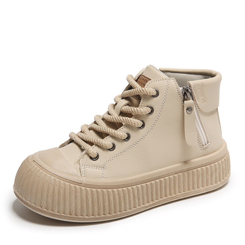 Chaussures blanches à fermeture éclair latérale pour femmes, chaussures de skate de sport décontractées
