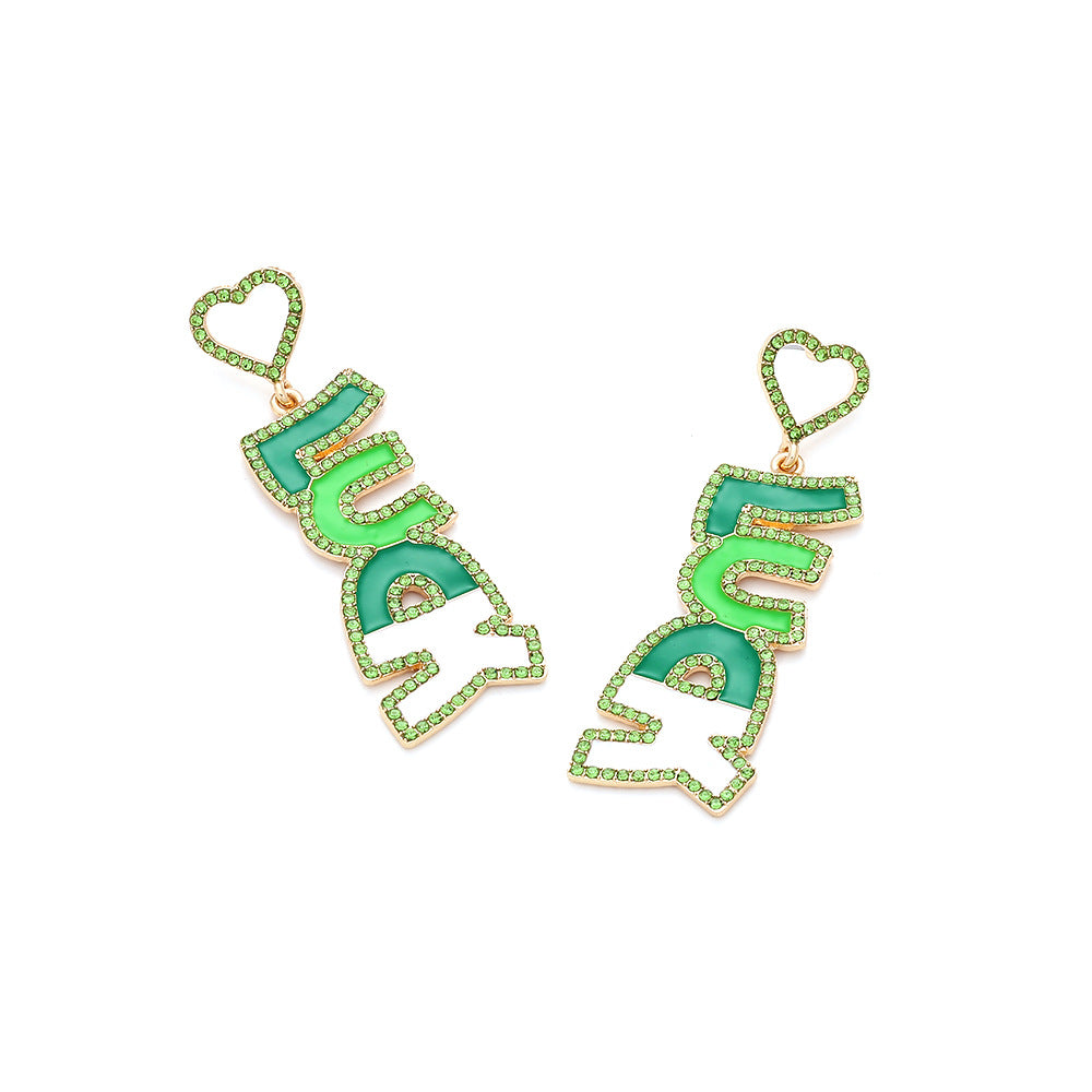 Personalized Creative Alloy Diamond Letters Earrings
