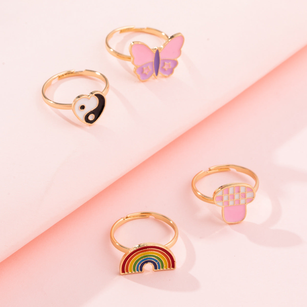 European And American New Cute Fashion Cartoon Heart-shaped Butterfly Opening Ring