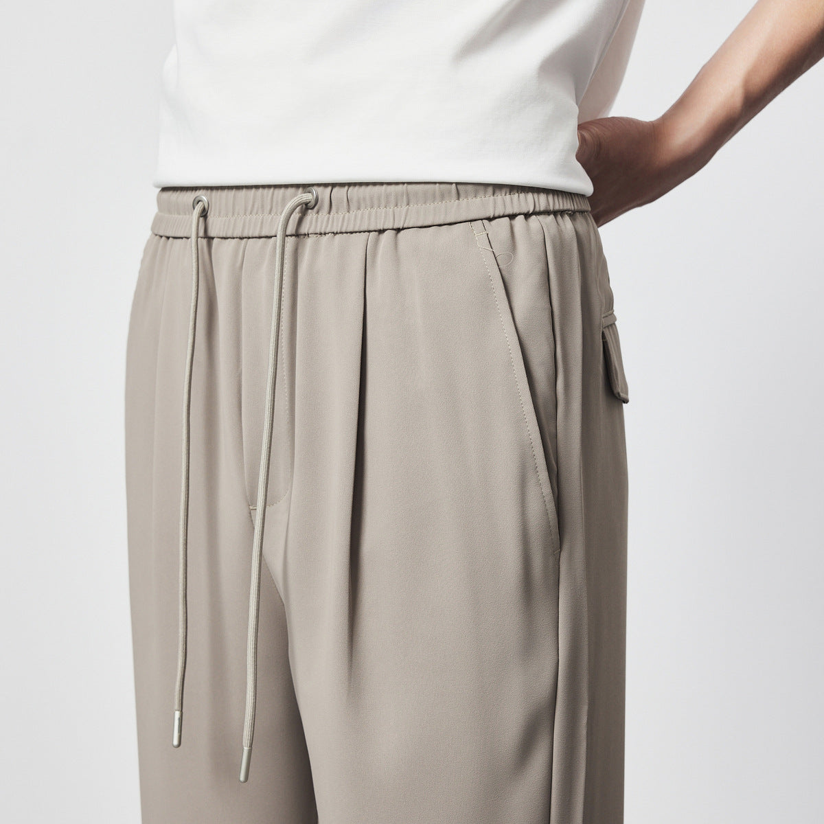 Elastic Waist Drawstring Straight Men's Casual Pants