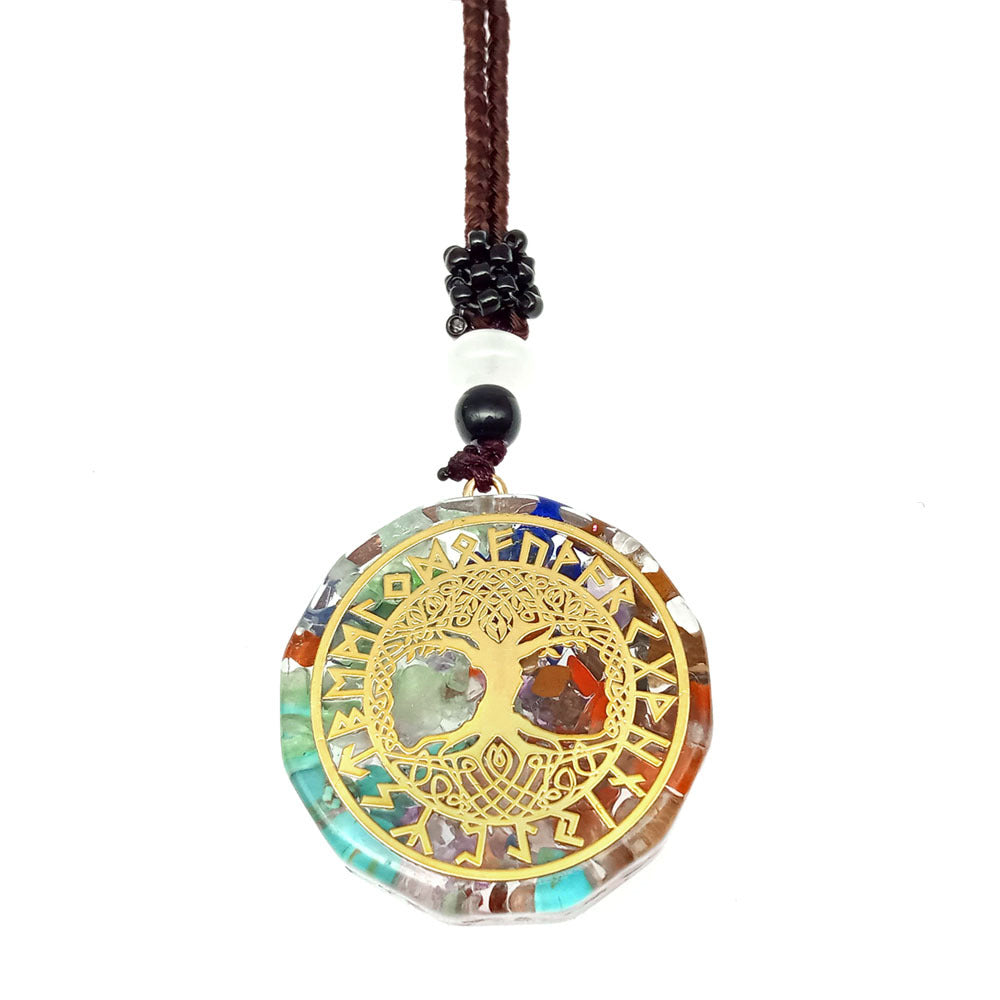 Venta caliente transfronteriza collar de grava colorido colgante de cristal Natural ornamento de forma geométrica multilateral al por mayor