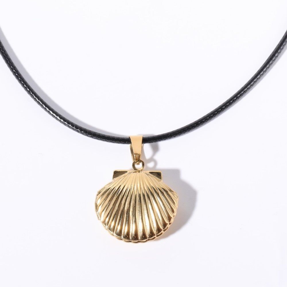 Shell Titanium Steel Album Necklace Opening And Closing Envelope Necklace