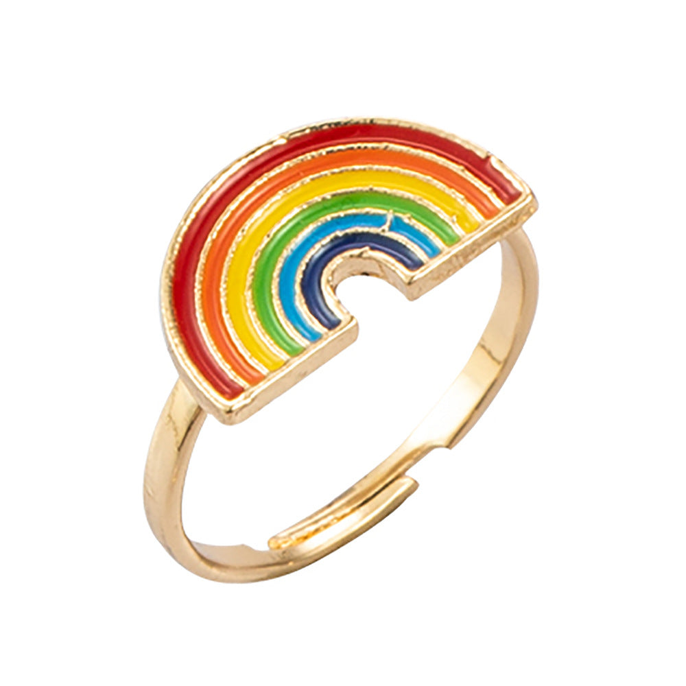 European And American New Cute Fashion Cartoon Heart-shaped Butterfly Opening Ring