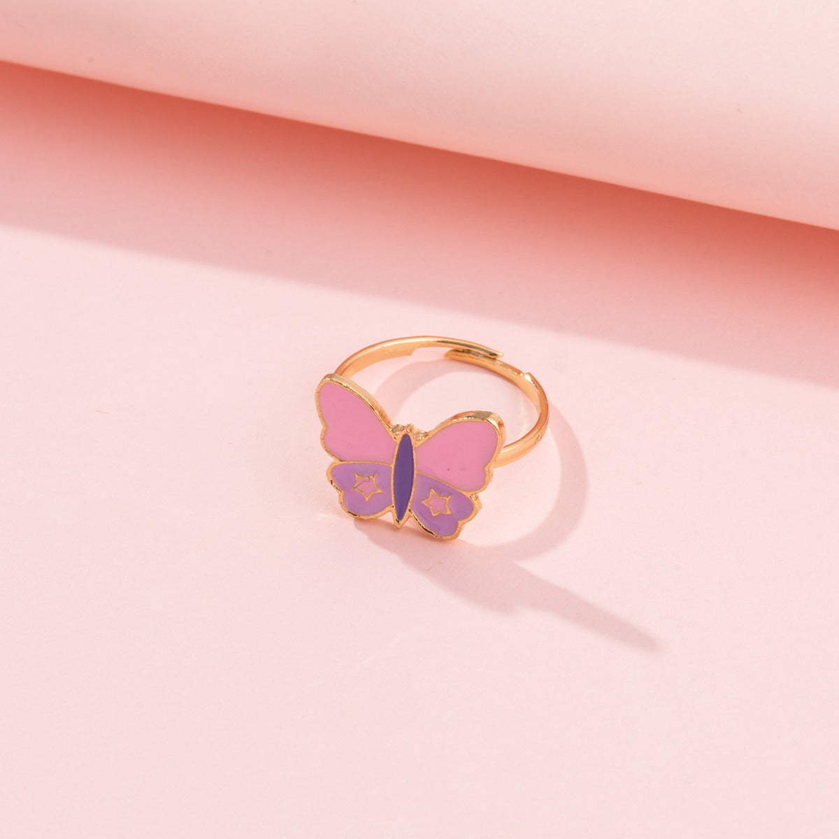 European And American New Cute Fashion Cartoon Heart-shaped Butterfly Opening Ring