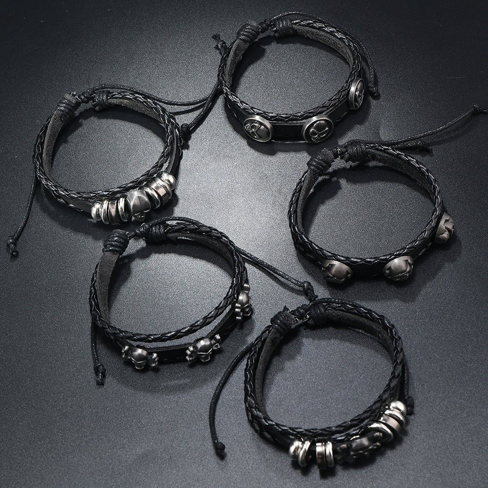 Bracelet de costume multicouche cinq pièces tissé à la main pour hommes