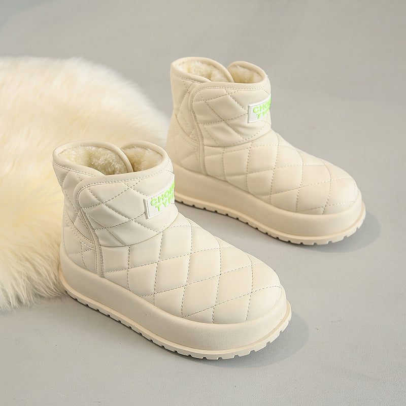 Bottes de neige montantes doublées de polaire Chaussures décontractées rembourrées en coton